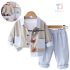 Set de 3 piese din jachetă cu guler clasic, elemente 3D, bluză și pantaloni Little Boy