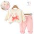 Set de 2 piese cu mâneci spectaculoase și elemente tricotate Lovely Flowers Pink