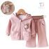 Set sport de 2 piese din sweatshirt cu glugă, element 3D și pantaloni evazați Mini Lioness