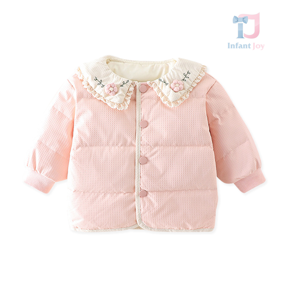 achetă cu puf fin de gâscă, guler distinctiv cu elemente 3D și dantelă Spring Flowers