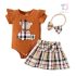Set de 3 piese cu body din rib și bentiță Bear Dolly Burry Choc