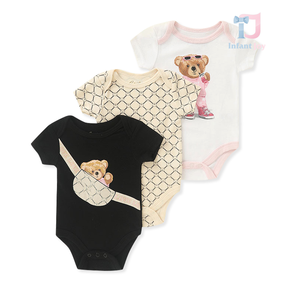 Set de 3 body-uri cu mânecă scurtă Famous Bear