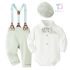 Set formal de 5 piese din body/cămașă cu guler clasic, pantaloni, bretele și șapcă Little Gentleman