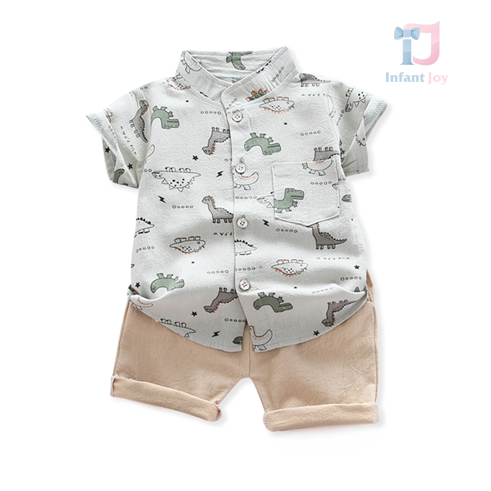 Set de 2 piese din cămașă cu mânecă scurtă, imprimeu cu dinozauri și pantaloni Many Dinos