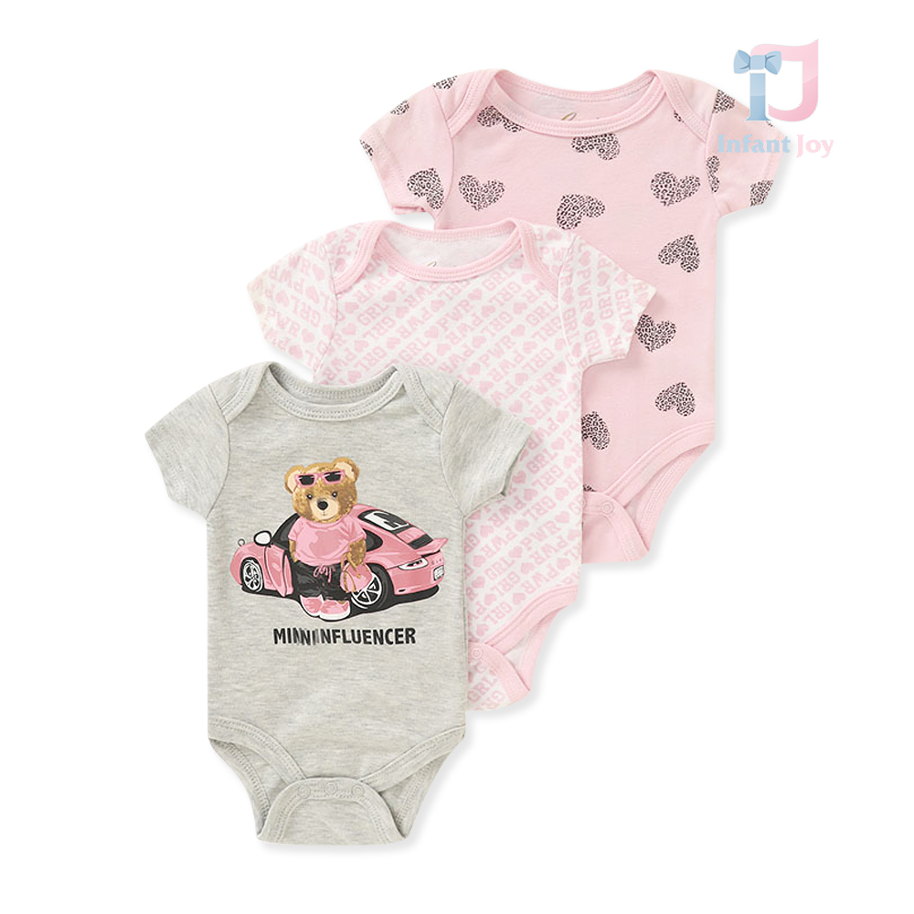 Set de 3 body-uri cu mânecă scurtă Mini Influencer