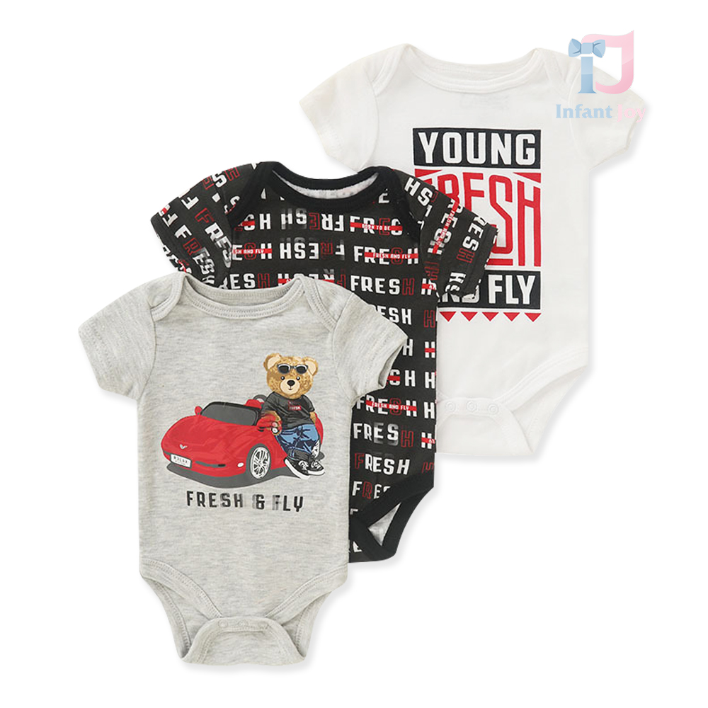 Set de 3 body-uri cu mânecă scurtă Traveling Bear