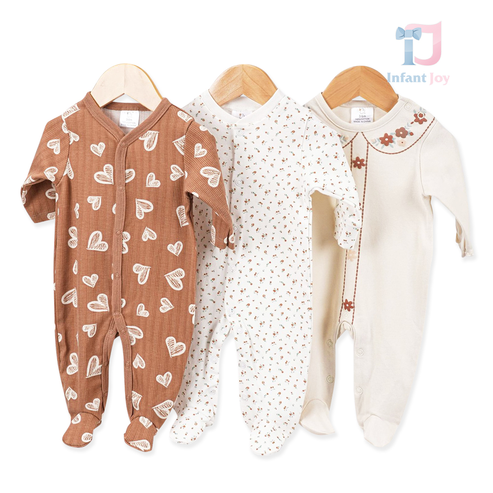 Set de 3 piese format din romper-e Floral Hearts