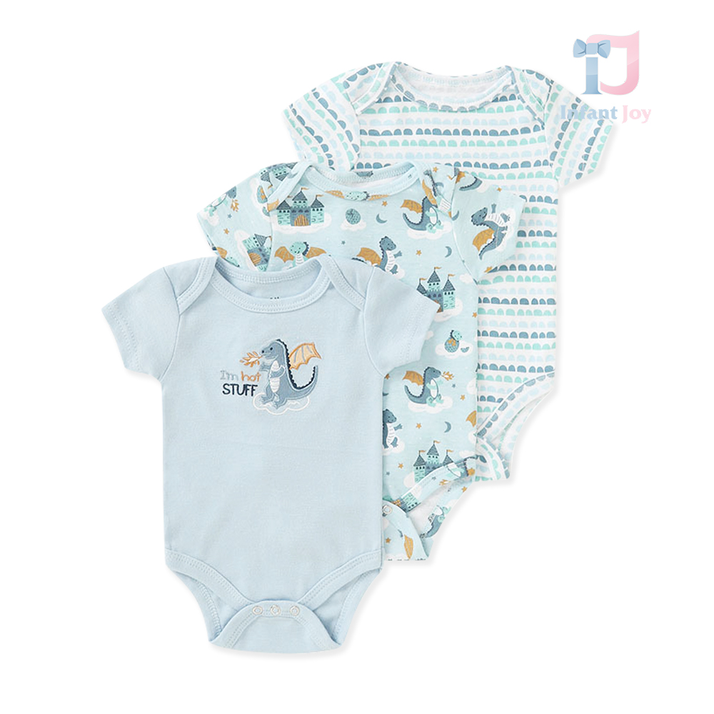 Set de 3 piese format din body-uri cu mânecă scurtă Hot Dino