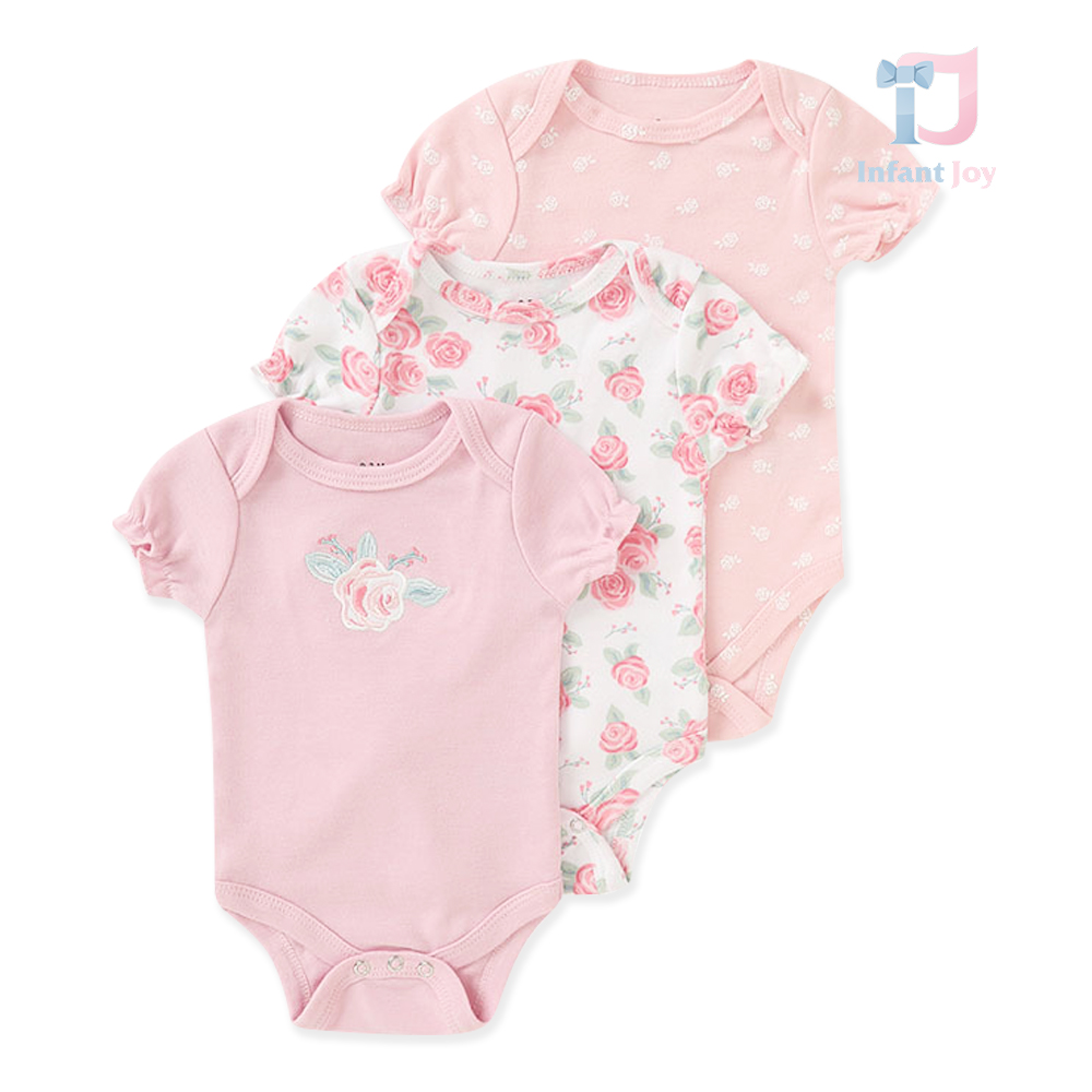 Set de 3 piese format din body-uri cu mânecă scurtă Roses