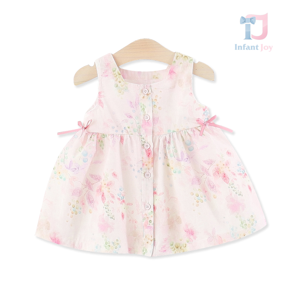 Rochie cu model delicat, funde 3D și închidere completă cu nasturi în partea frontală Pink Euphoria