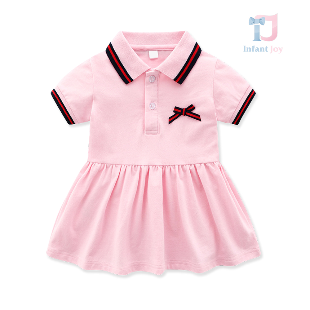 Rochie cu guler clasic și fundă 3D Pink Reverie
