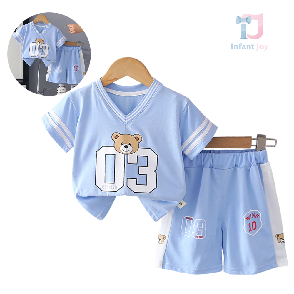 Set de 2 piese din tricou și pantaloni scurți cu multiple imprimeuri Bear Player