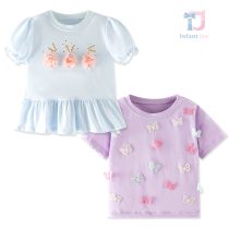 Set din două tricouri cu elemente 3D Flowers and Butterflies