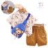Set de 3 piesde din cămașă cu guler clasic, pantaloni scurți și borsetă pentru umăr Happy Bear