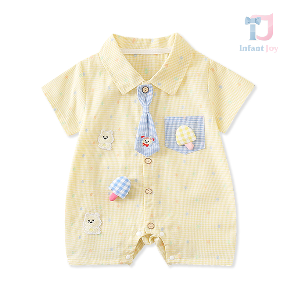 Set de 2 piese din salopetă cu elemente 3D și cravată detașabilă Pastel Picnic
