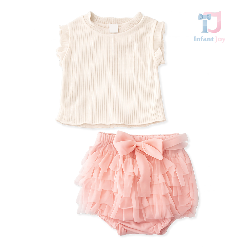 Set de 2 piese din top modern și fustă din tulle multistrat cu fundă Tulle Élégance