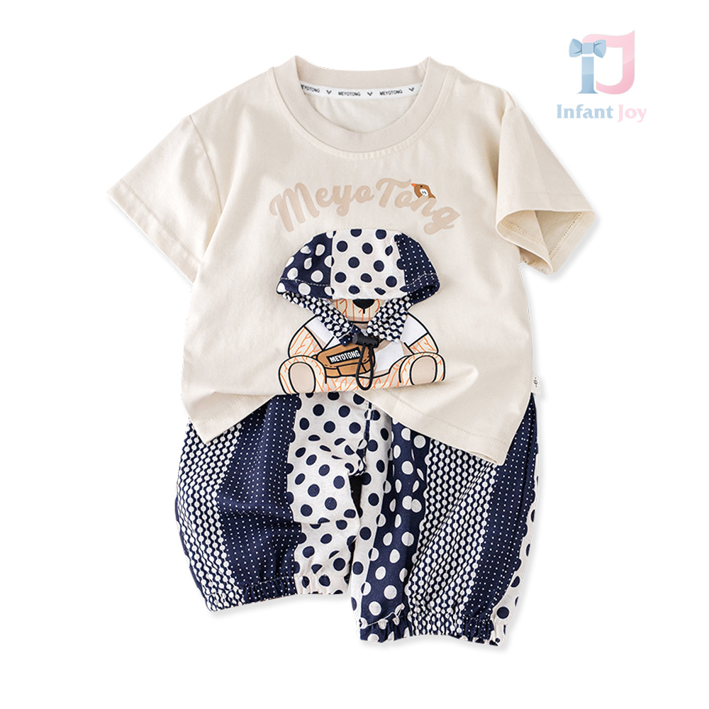 Set de 2 piese din tricou cu ursuleț și pantaloni Blue Dots