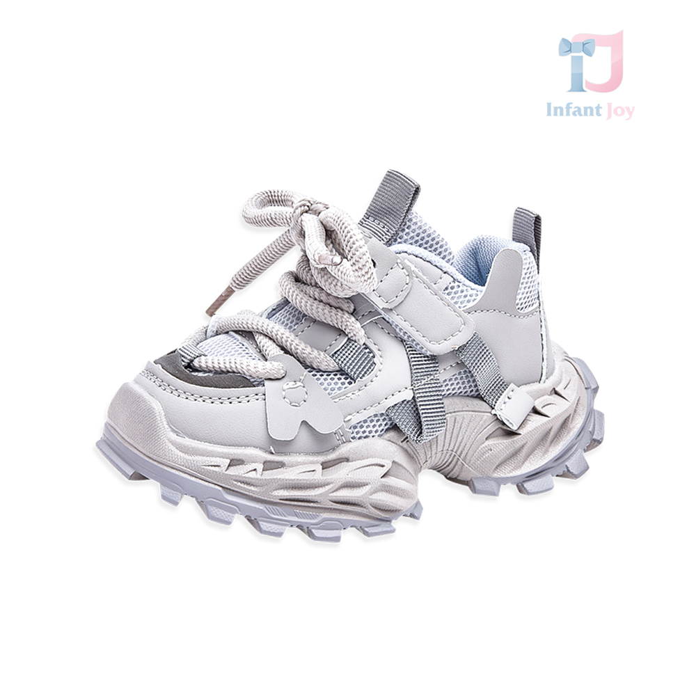 Pantofi sport cu talpă înaltă, membrană respirabilă, șireturi și închidere cu velcro Mini Thunder Grey