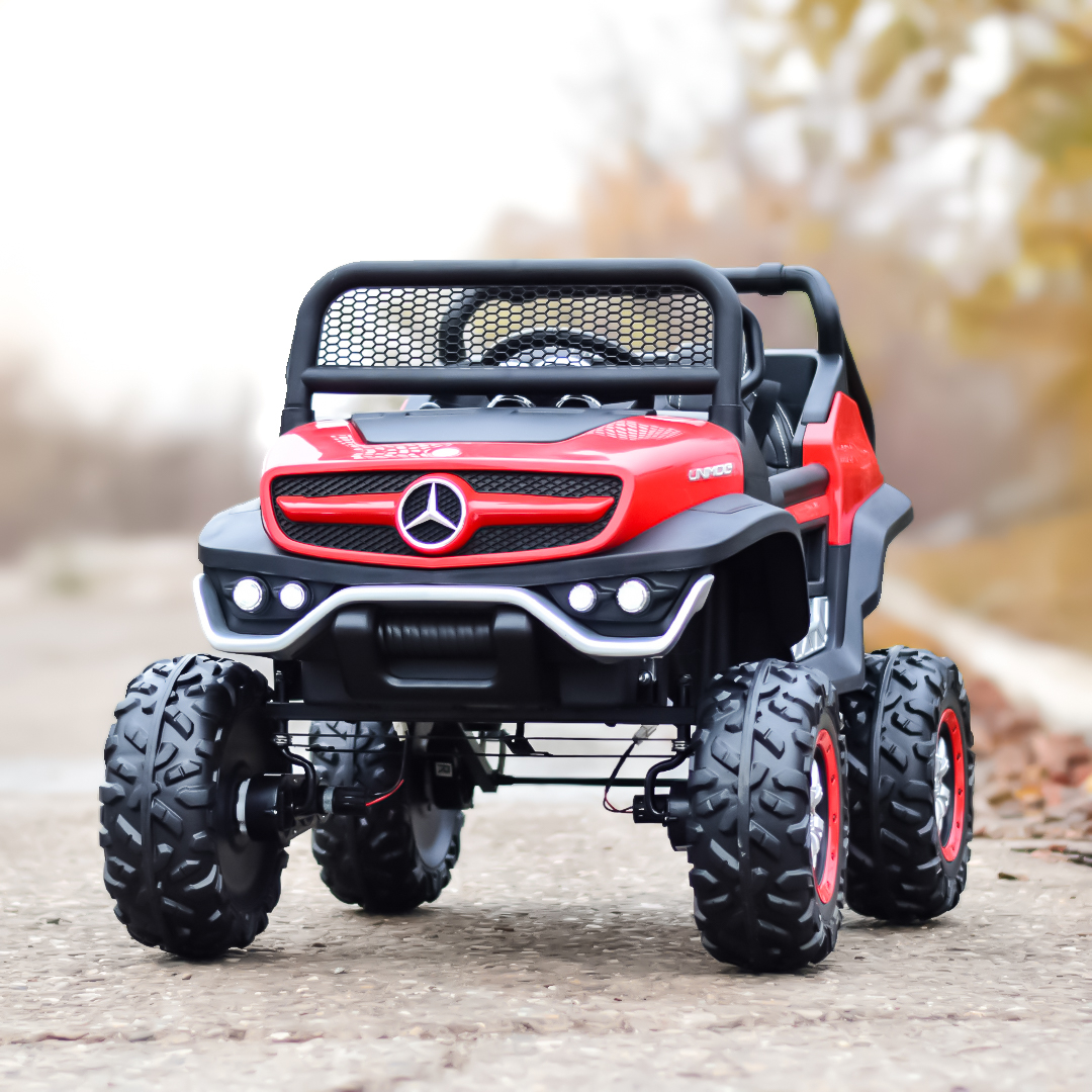 masinuta-electrica-pentru-2-copii-licenta-mercedes-unimog-4×4-140w-premium-rosu-340404