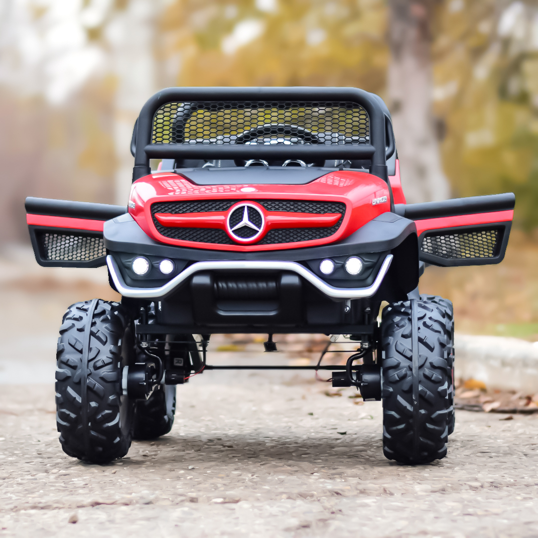 masinuta-electrica-pentru-2-copii-licenta-mercedes-unimog-4×4-140w-premium-rosu-917322