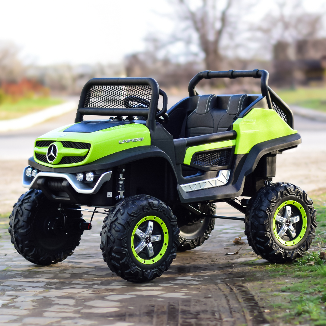 masinuta-electrica-pentru-2-copii-licenta-mercedes-unimog-4×4-140w-premium-verde-386482