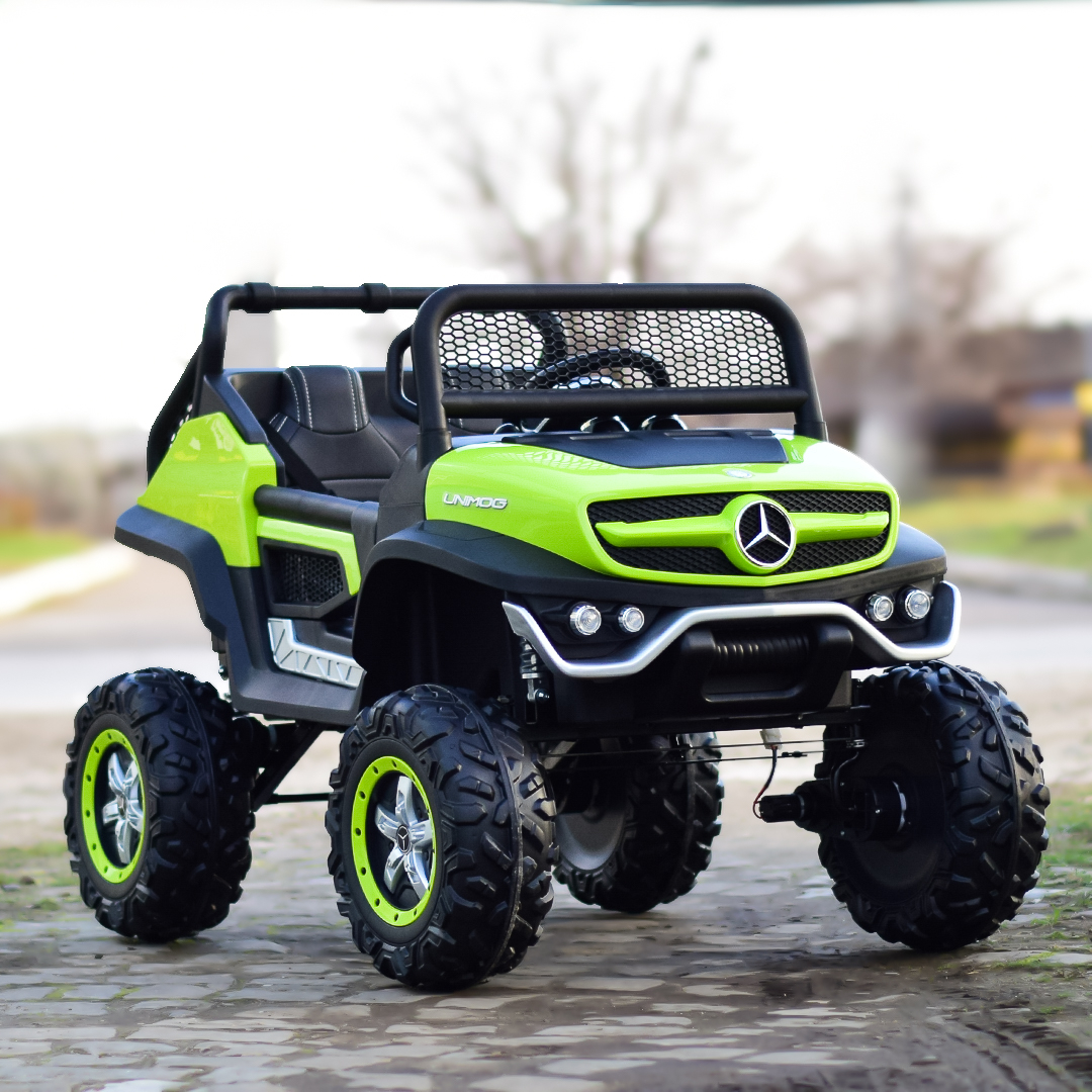 masinuta-electrica-pentru-2-copii-licenta-mercedes-unimog-4×4-140w-premium-verde-472242