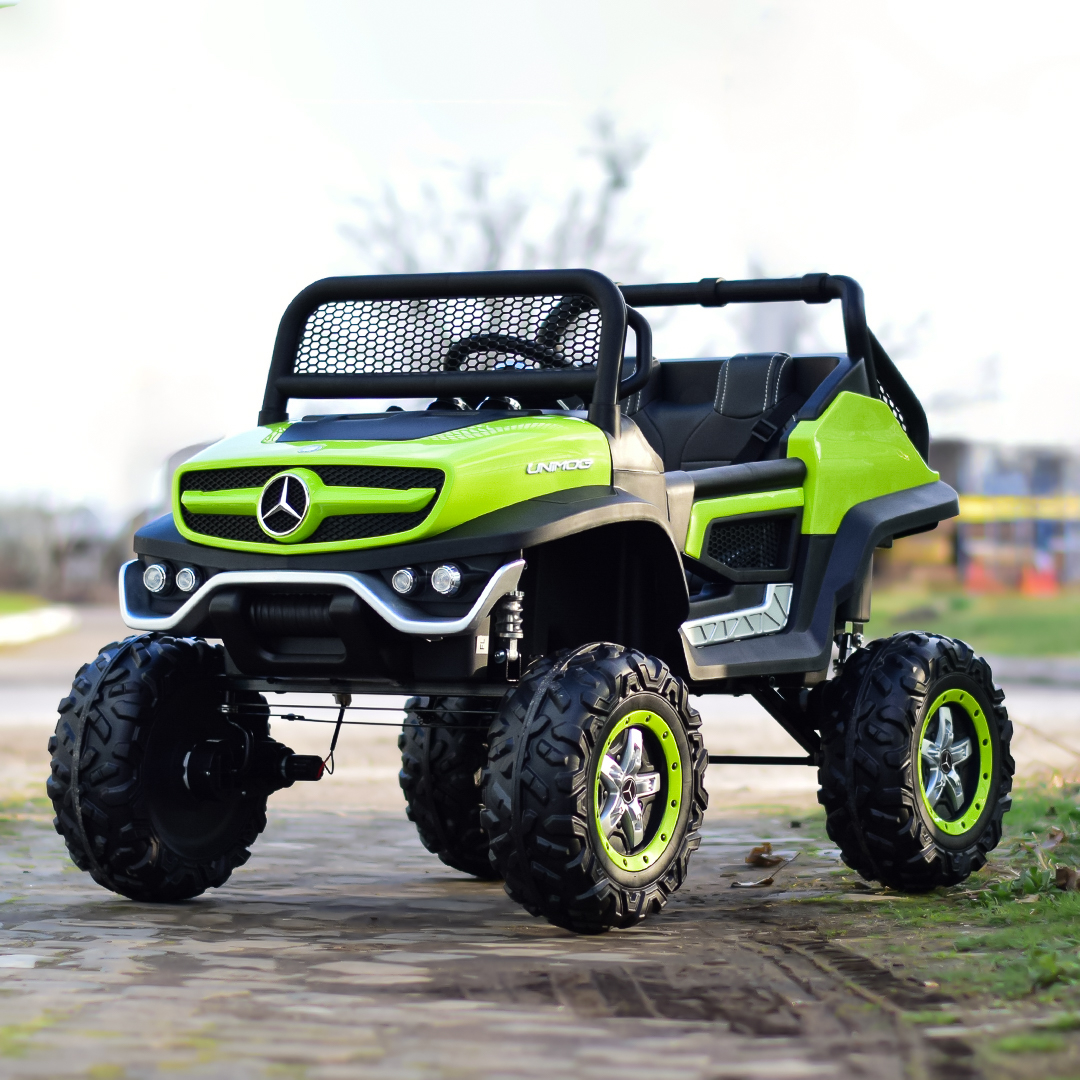 masinuta-electrica-pentru-2-copii-licenta-mercedes-unimog-4×4-140w-premium-verde-841802