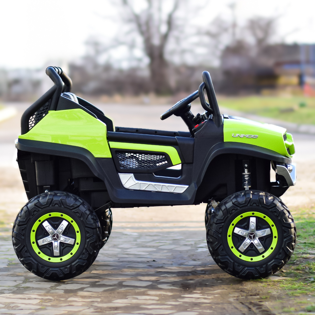 masinuta-electrica-pentru-2-copii-licenta-mercedes-unimog-4×4-140w-premium-verde-958102