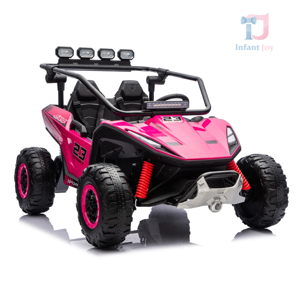 Mașină electrică UTV Vector V2 Dune-Buggy pentru 2 copii, 220W, 12V, cu roți EVA și scaun din piele ecologică, Premium Edition, culoare roz