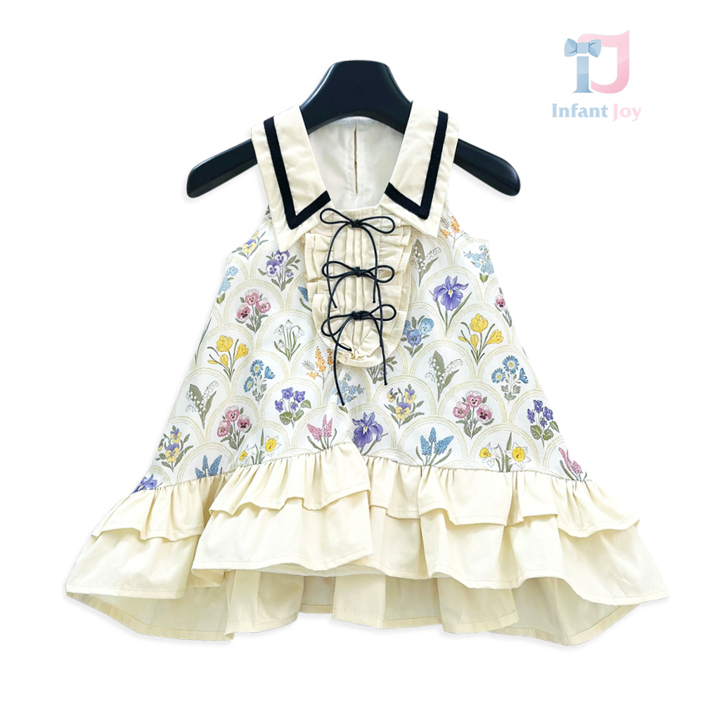 Rochie romantică cu guler elegant, aspect floral și volane Fleur Romance
