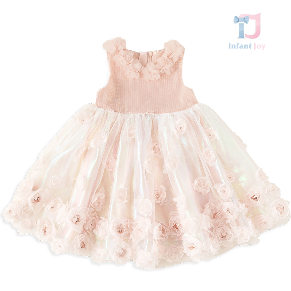 Rochie oficială cu tulle feeric și textură florală 3D Rosé Mirage