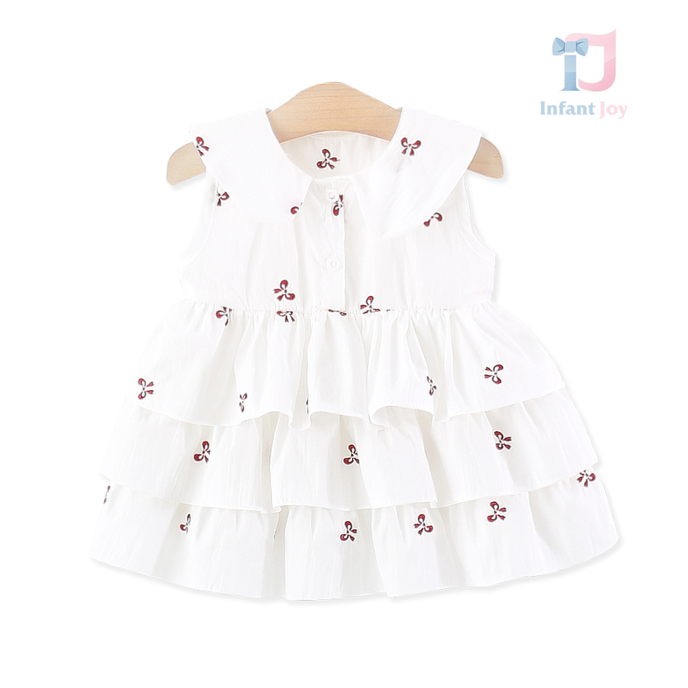 Rochie cu guler clasic, voaluri în straturi multiple și imprimeu cu funde White Euphoria