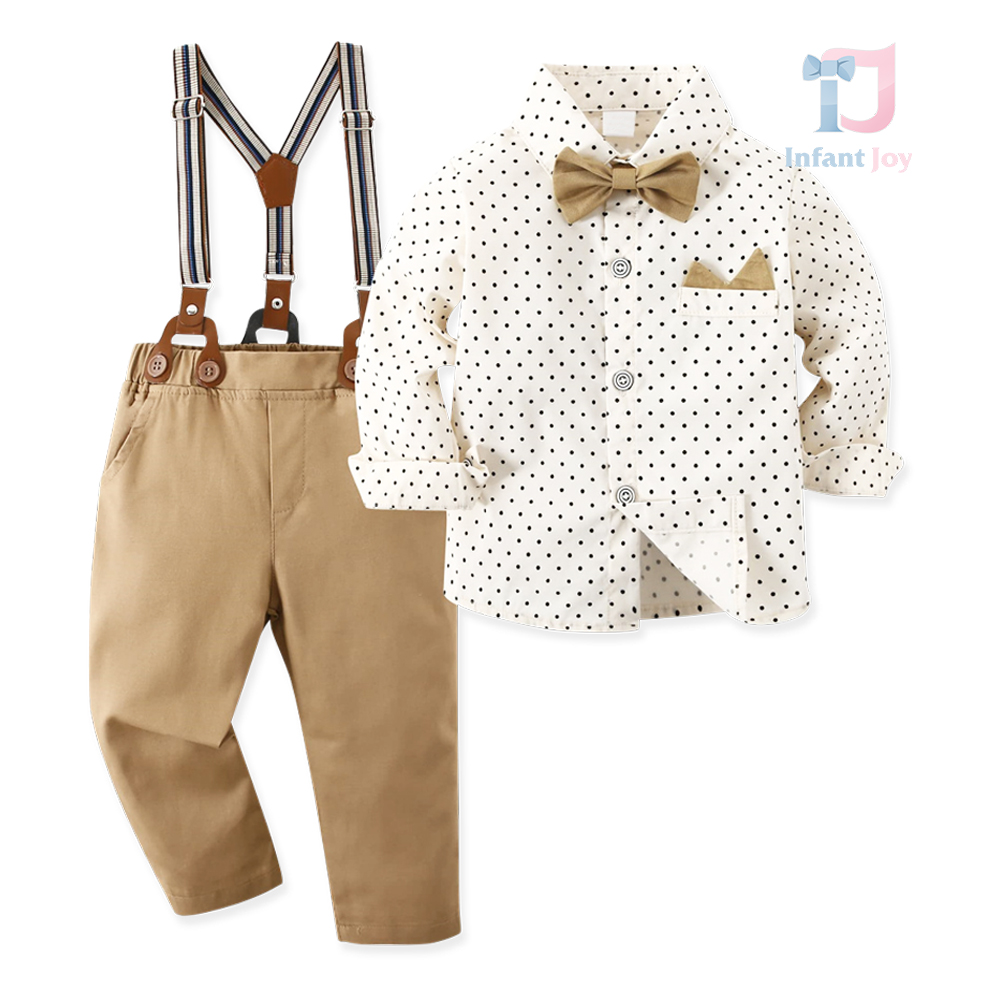 Set de 4 piese oficial din cămașă cu guler clasic, pantaloni, bretele reglabile și papion detașabil Beaumont