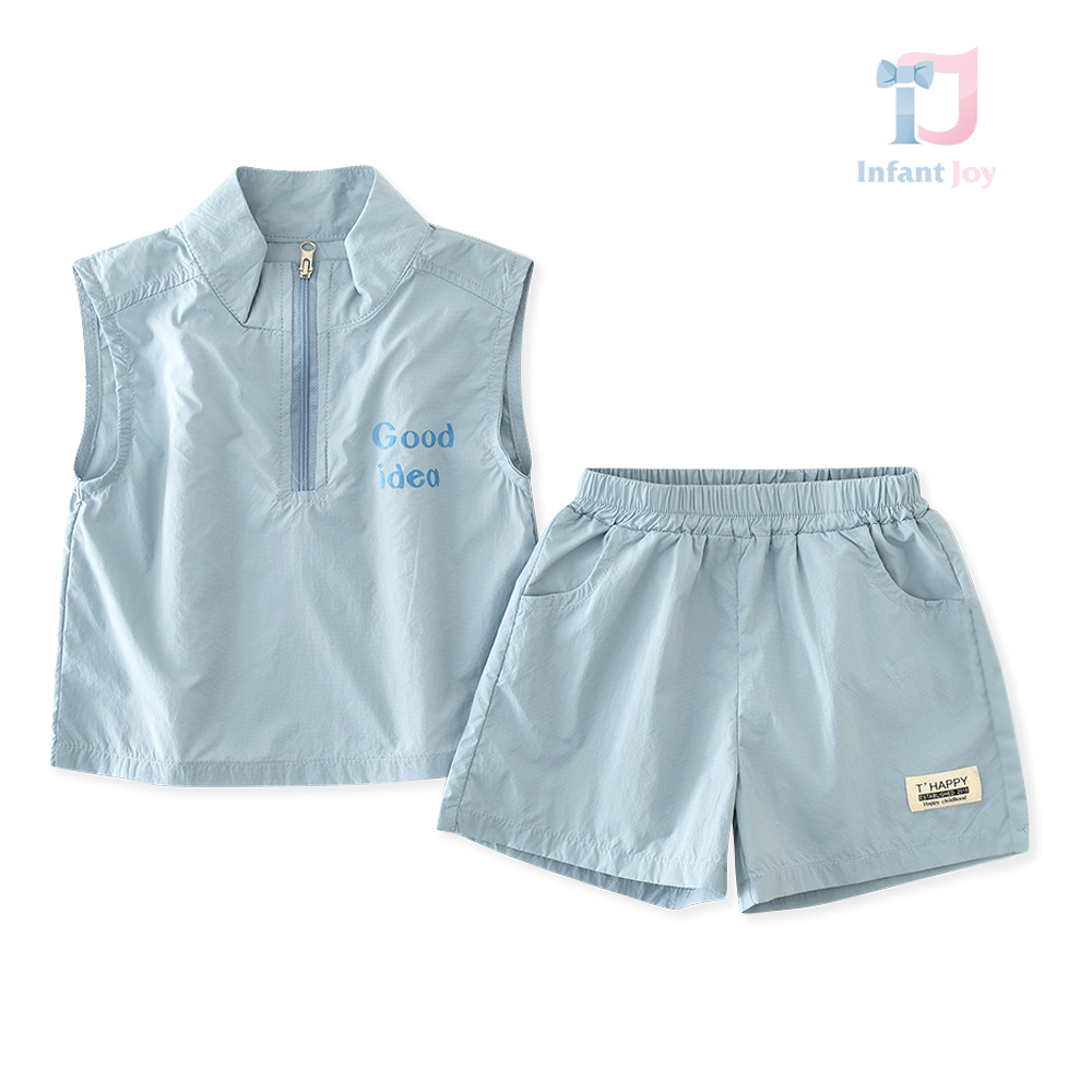 Set de 2 piese din fâș cu top cu guler clasic și pantaloni scurți Good Idea