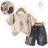 Set de 2 piese modern din tricou și pantaloni scurți din denim cu imprimeuri Kibber