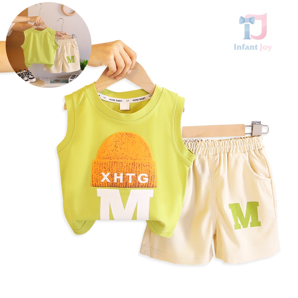 Set de 2 piese top cu imprimeuri și pantaloni scurți M Style