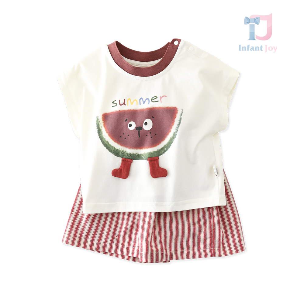 Set de 2 piese tricou cu imprimeu și pantaloni scurți raiați Summer Watermelon
