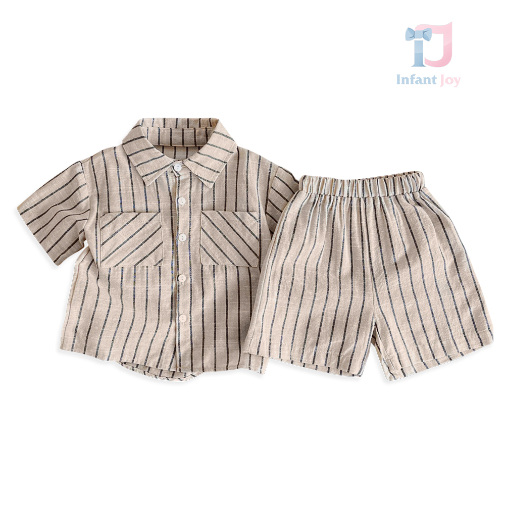Set de 2 piese cămașă cu guler clasic, model în dungi și pantaloni scurți Capri Lane