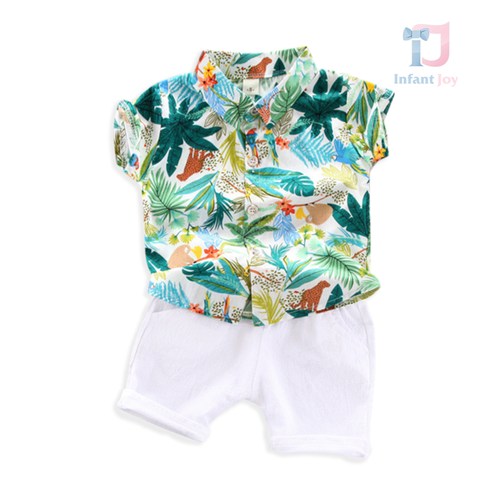 Set de 2 piese cămașă cu imprimeu tropical și pantaloni scurți Mister Jungle