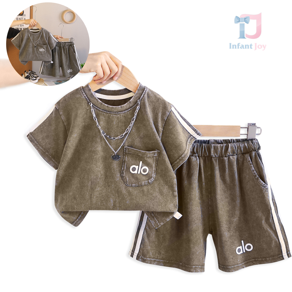 Set de 3 piese tricou, pantaloni scurți și lănțișor Summer Alo Green