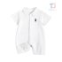 Salopetă cu guler clasic, broderie și capse Baby Polo White