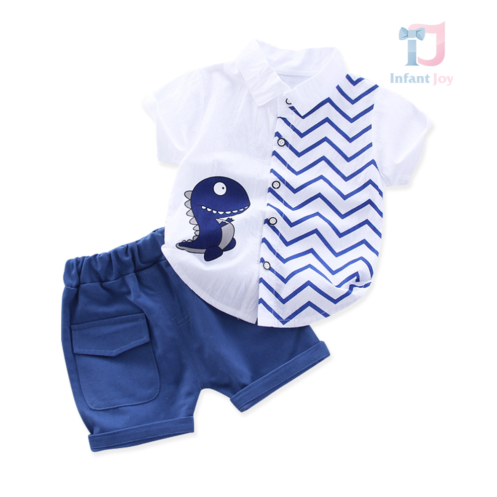 Set sport-elegant de 2 piese din cămașă cu model imprimat și pantaloni scurți white summer