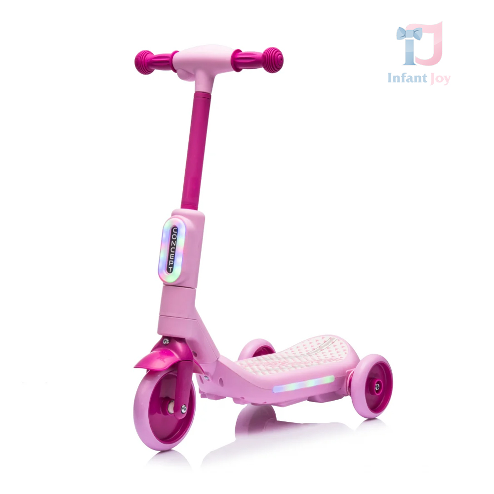 Trotinetă electrică pentru copii Aquamist cu iluminare, 3 roți, construcție stabilă, 30W, 6V 4.5Ah, culoare roz