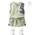 Set de 2 piese modern din top cu detalii colorate și pantaloni scurți cargo Summer Green