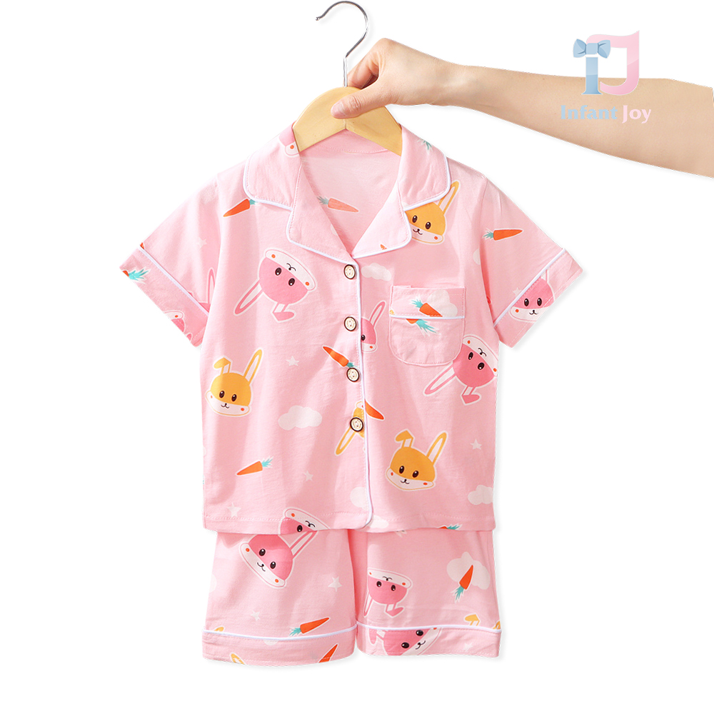Set de 2 piese pijama din cămașă cu mânecă scurtă și pantaloni Sleepy Bunny Pink