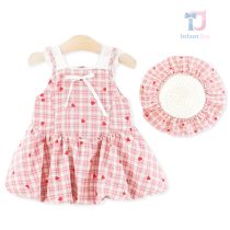 Set de 2 piese rochie cu elemente din dantelă, fundă și capelă tricotată Heart Joy