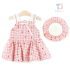 Set de 2 piese rochie cu elemente din dantelă, fundă și capelă tricotată Heart Joy