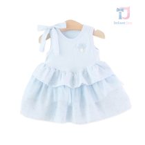 Rochie cu volane voluminoase și elemente 3D Little Blossom SkyBlue