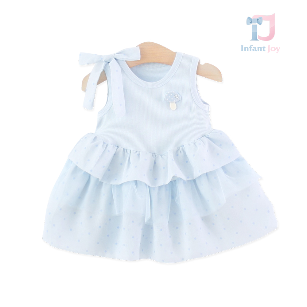 Rochie cu volane voluminoase și elemente 3D Little Blossom SkyBlue