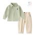 Set de 2 piese cu bluză cu guler clasic și pantaloni GBear Green